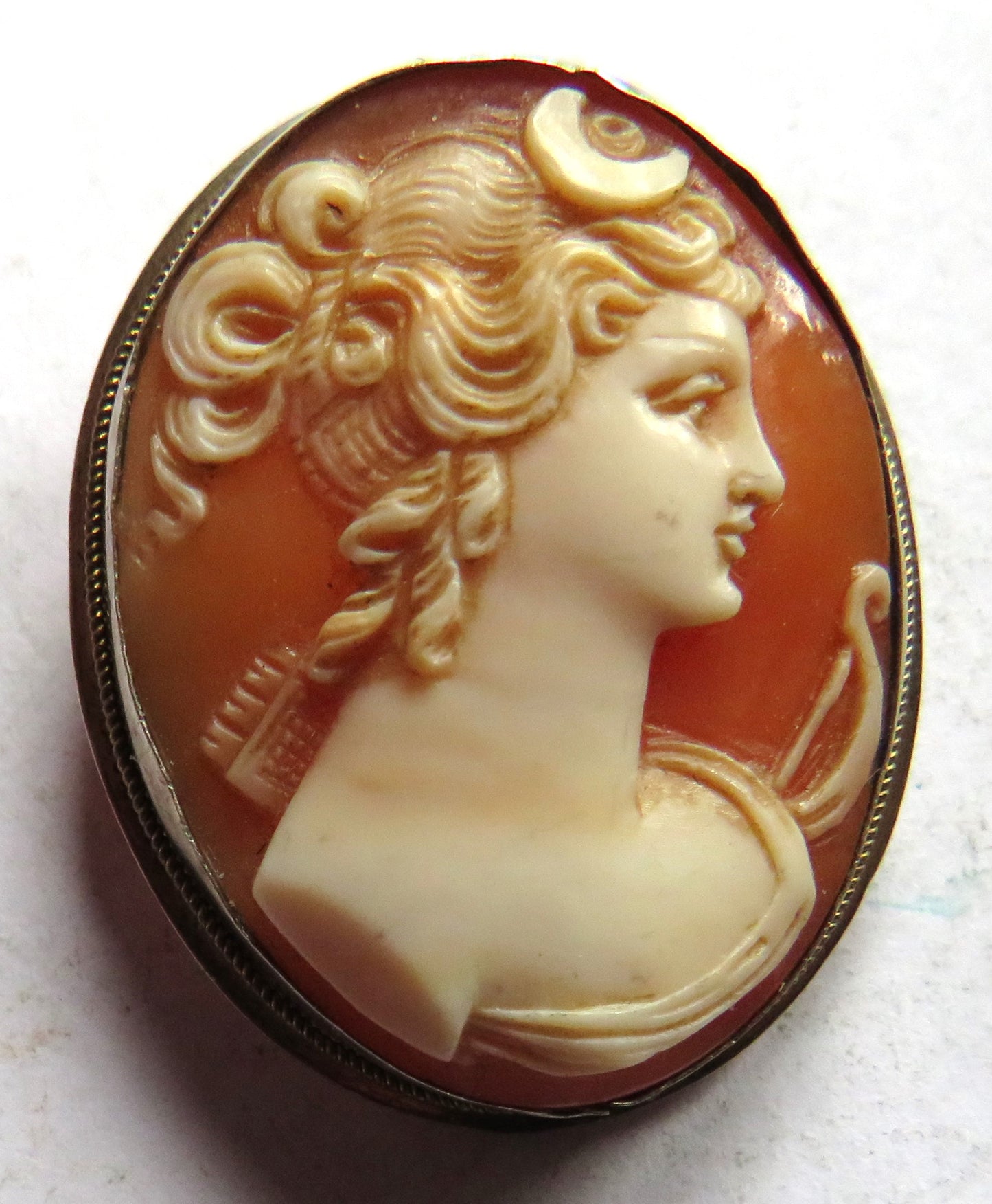 Vintage Ladies Silver Cameo Brooch