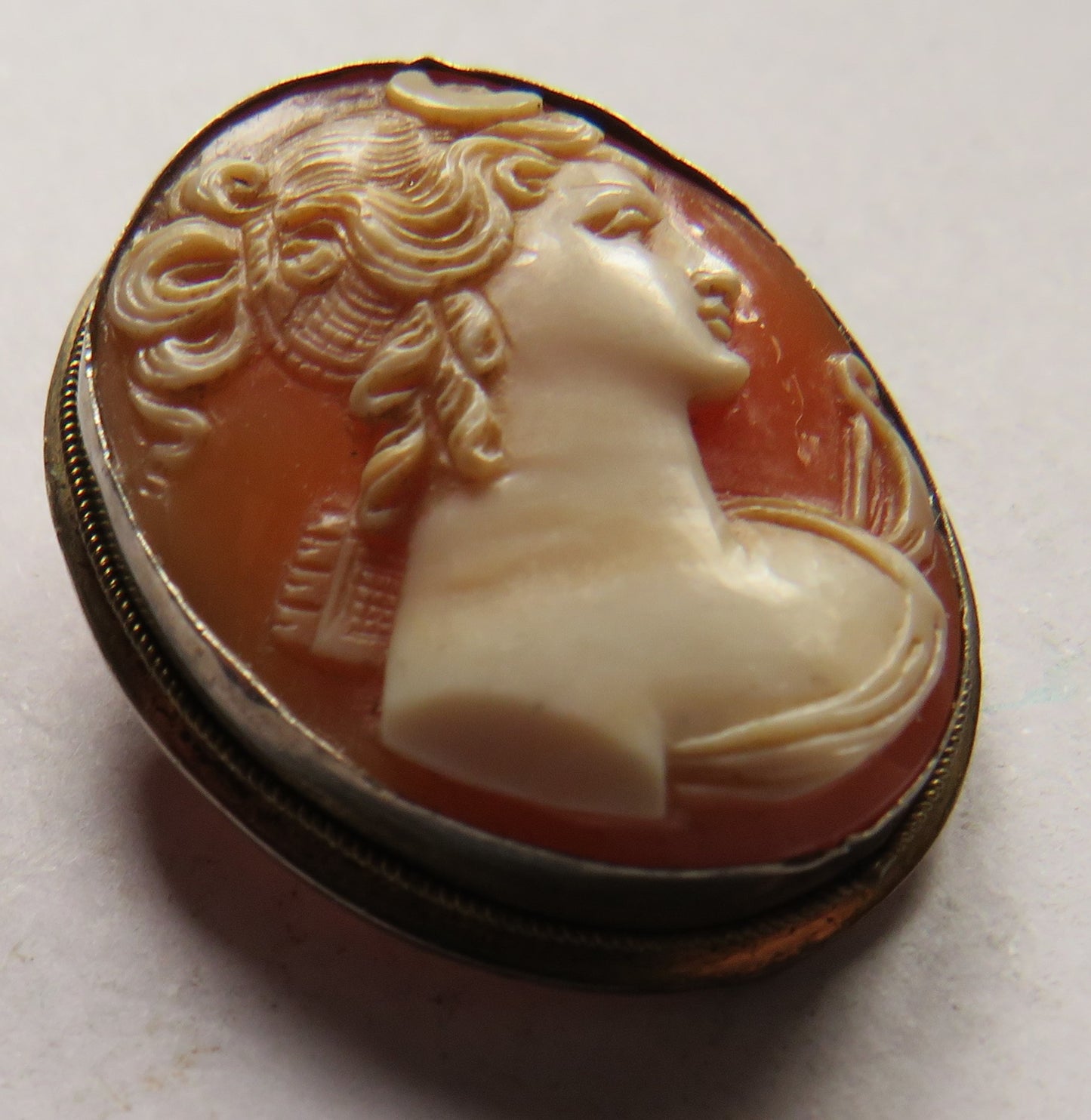 Vintage Ladies Silver Cameo Brooch