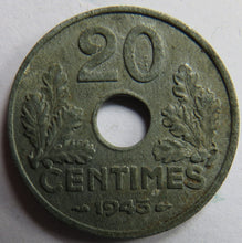 Load image into Gallery viewer, 1943 France 20 Centimes Coin
