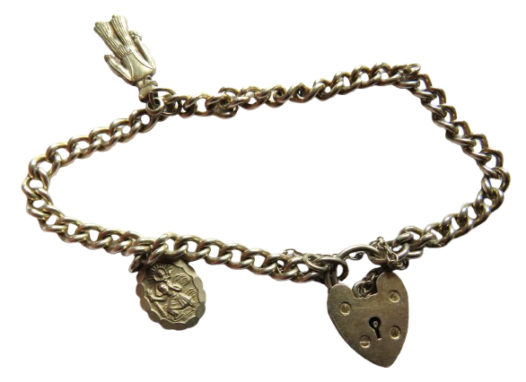 Vintage Ladies Sterling Silver Charm Bracelet
