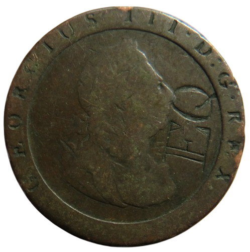 1797 King George III Cartwheel One Penny Coin Engraved - Great Britain