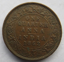 Load image into Gallery viewer, 1862 Queen Victoria India 1/4 Quarter Anna Coin
