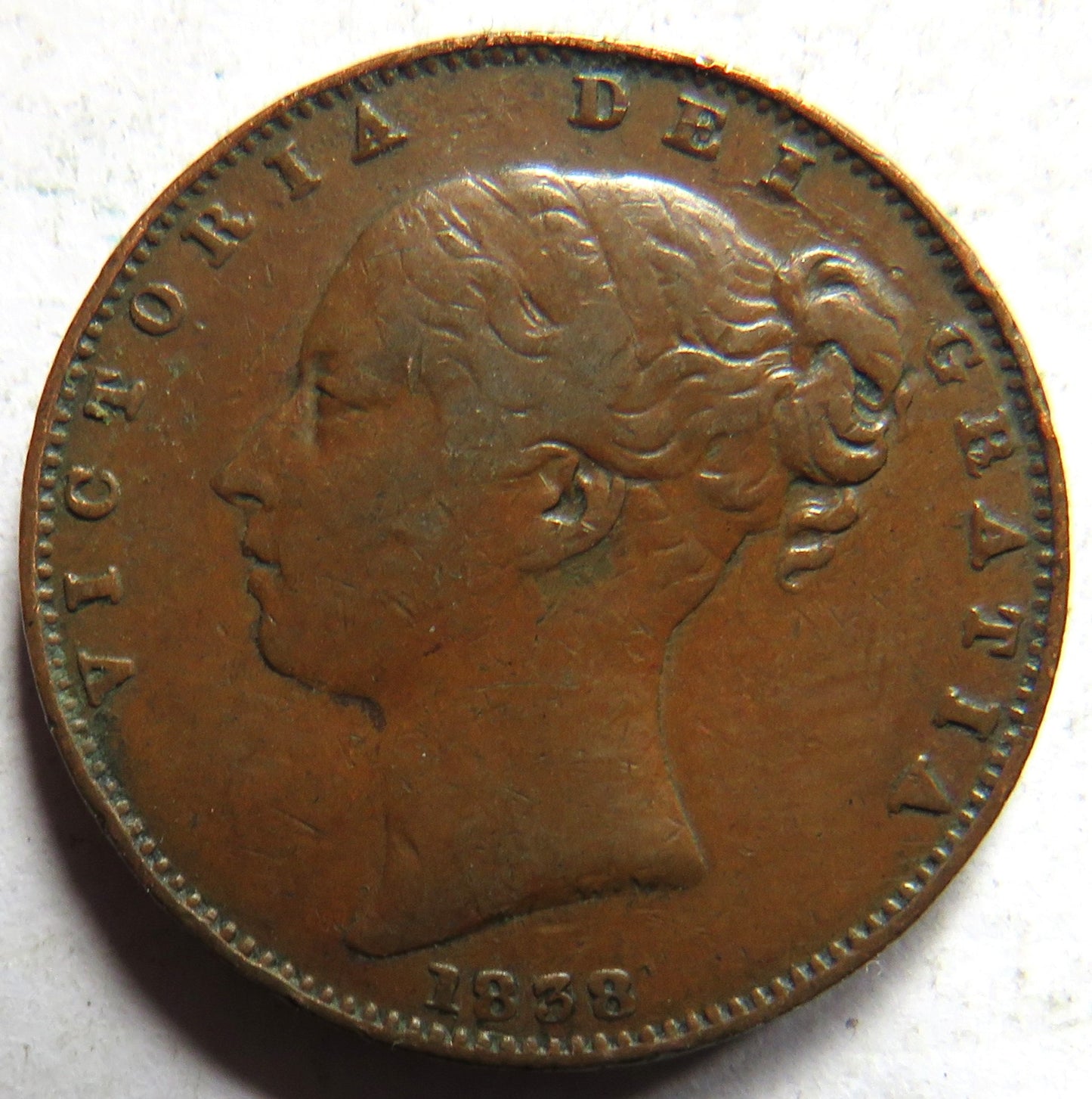 1838 Queen Victoria Young Head Farthing Coin - Great Britain