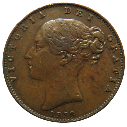 1838 Queen Victoria Young Head Farthing Coin - Great Britain