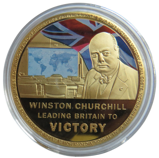 1939-1945 WWII Commemorative Coin Winston Churchill Leading Britain To Victory