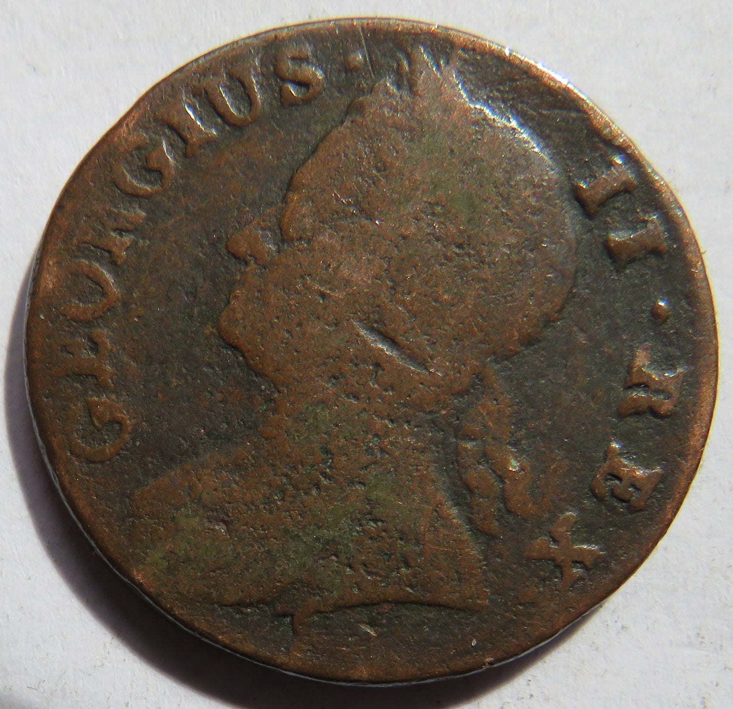 1743 King George II Halfpenny Coin - Great Britain