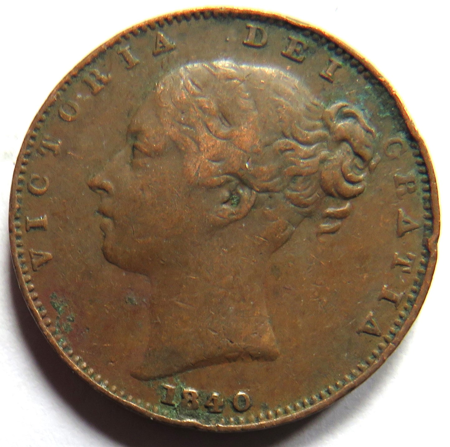 1840 Queen Victoria Young Head Farthing Coin - Great Britain