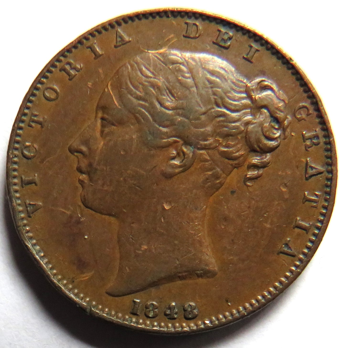 1848 Queen Victoria Young Head Farthing Coin - Great Britain