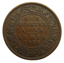 Load image into Gallery viewer, 1908 King Edward VII India 1/4 Quarter Anna Coin
