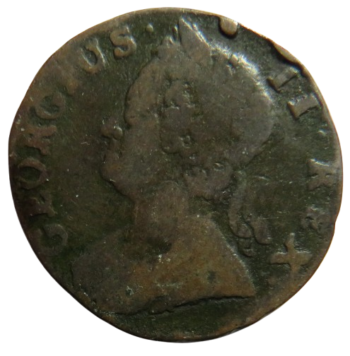 1744 King George II Halfpenny Coin - Great Britain
