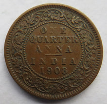 Load image into Gallery viewer, 1908 King Edward VII India 1/4 Quarter Anna Coin
