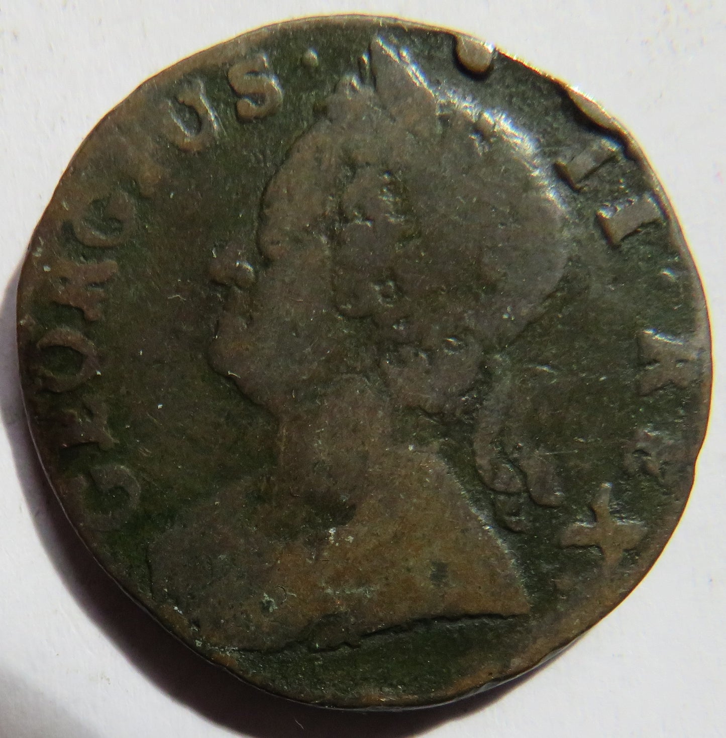 1744 King George II Halfpenny Coin - Great Britain