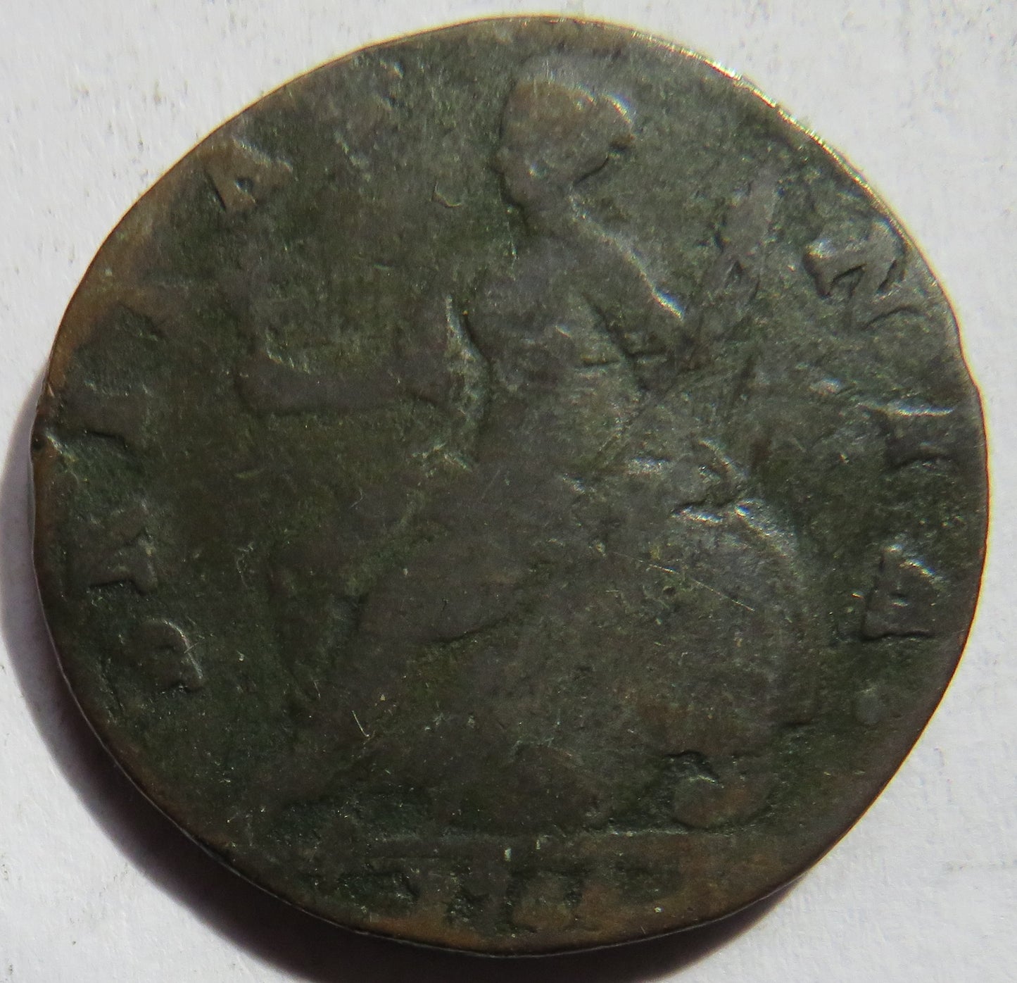 1744 King George II Halfpenny Coin - Great Britain