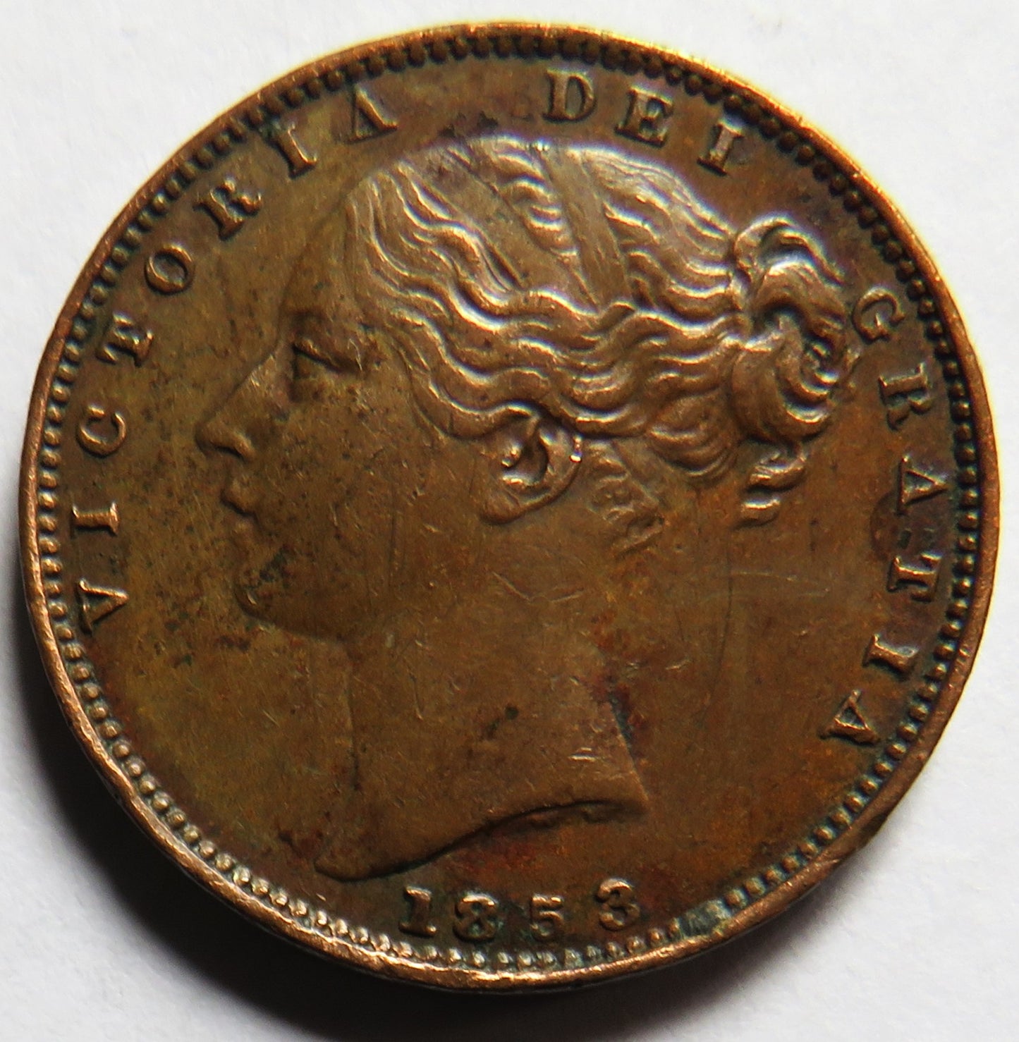 1853 Queen Victoria Young Head Farthing Coin - Great Britain