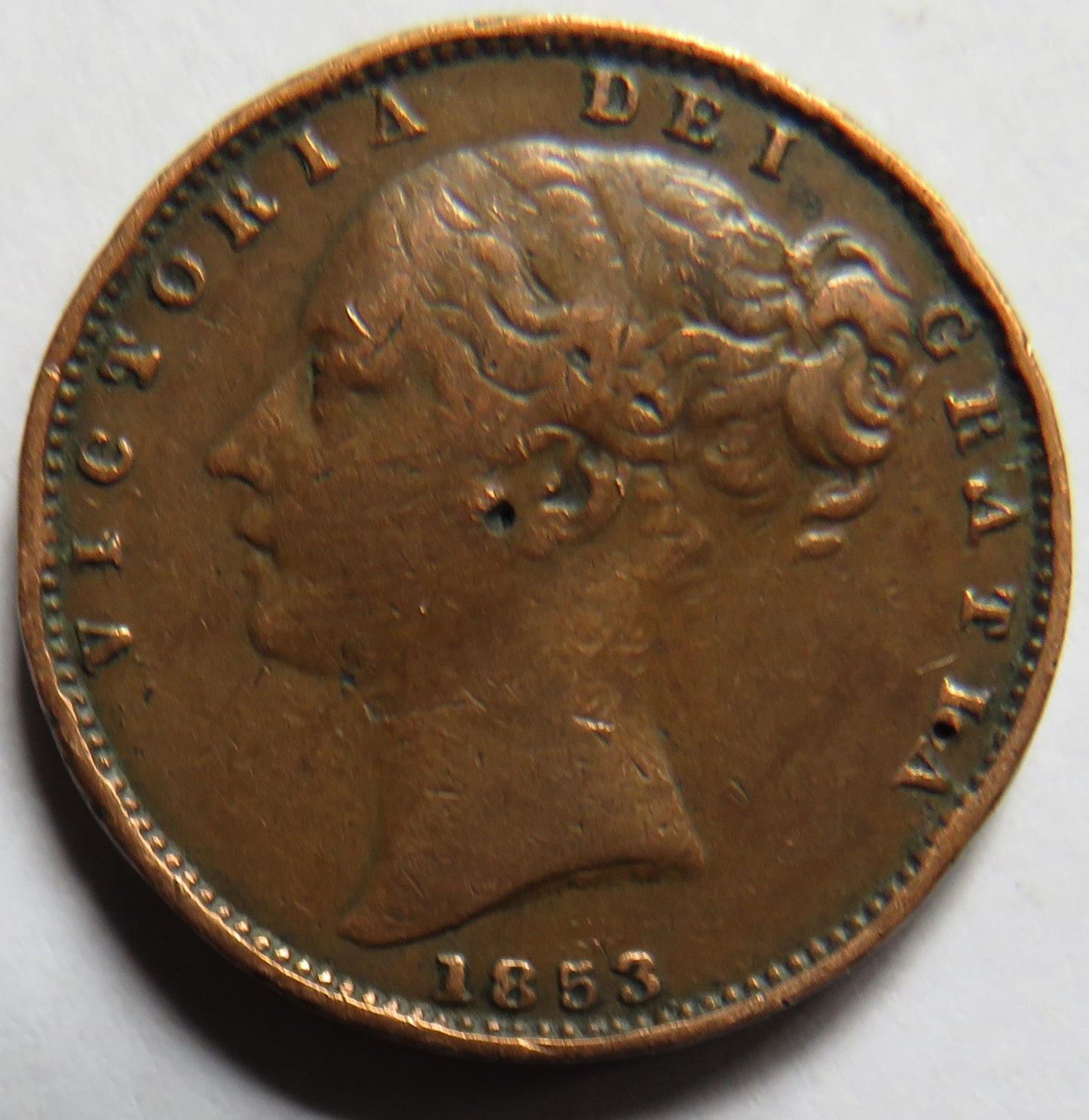 1853 Queen Victoria Young Head Farthing Coin - Great Britain