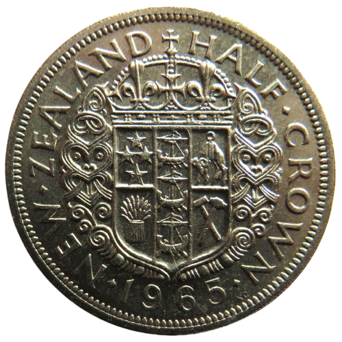 1965 New Zealand Prooflike Halfcrown Coin