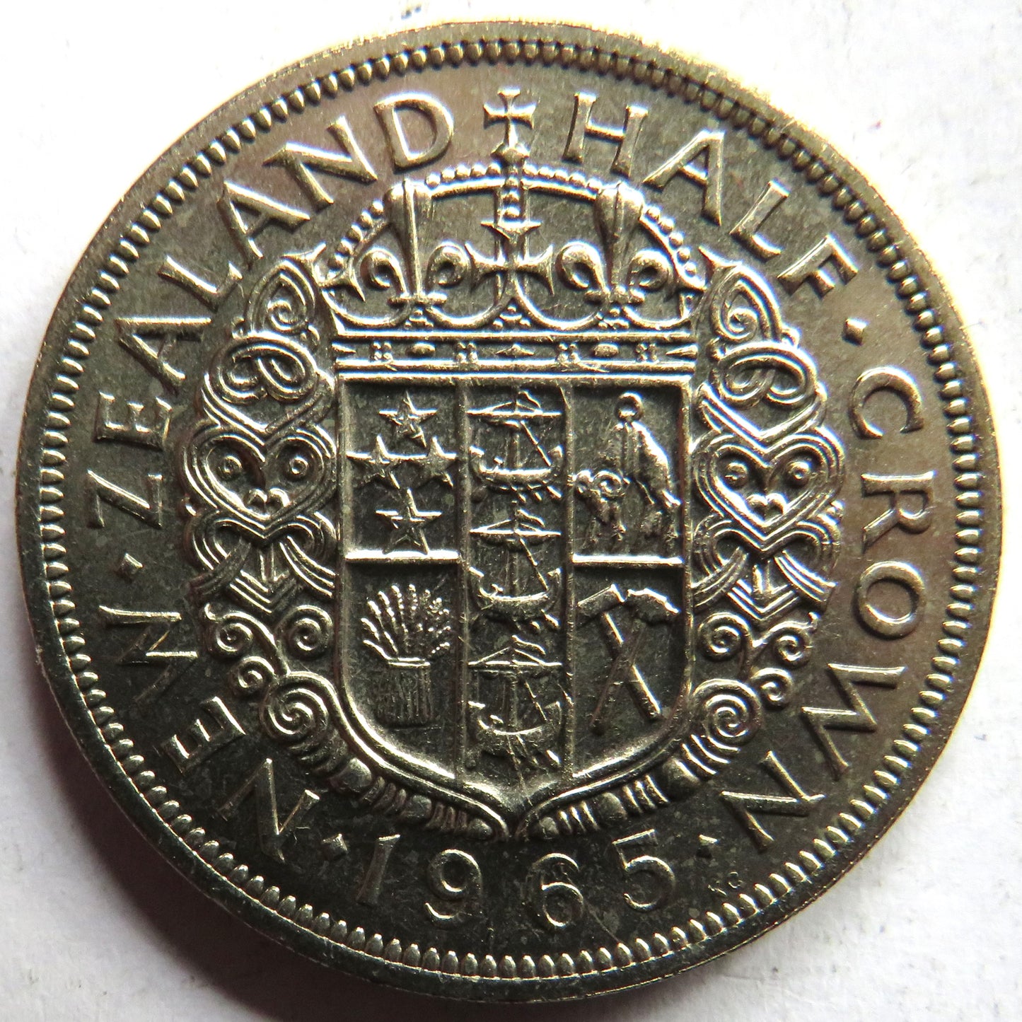 1965 New Zealand Prooflike Halfcrown Coin