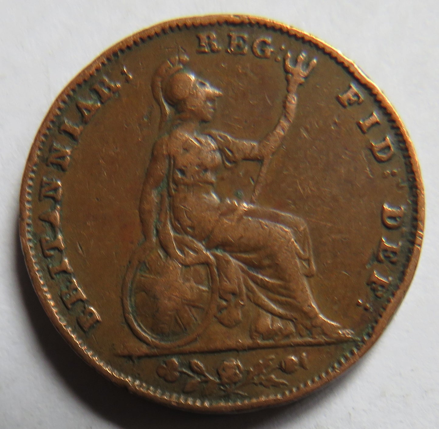 1853 Queen Victoria Young Head Farthing Coin - Great Britain