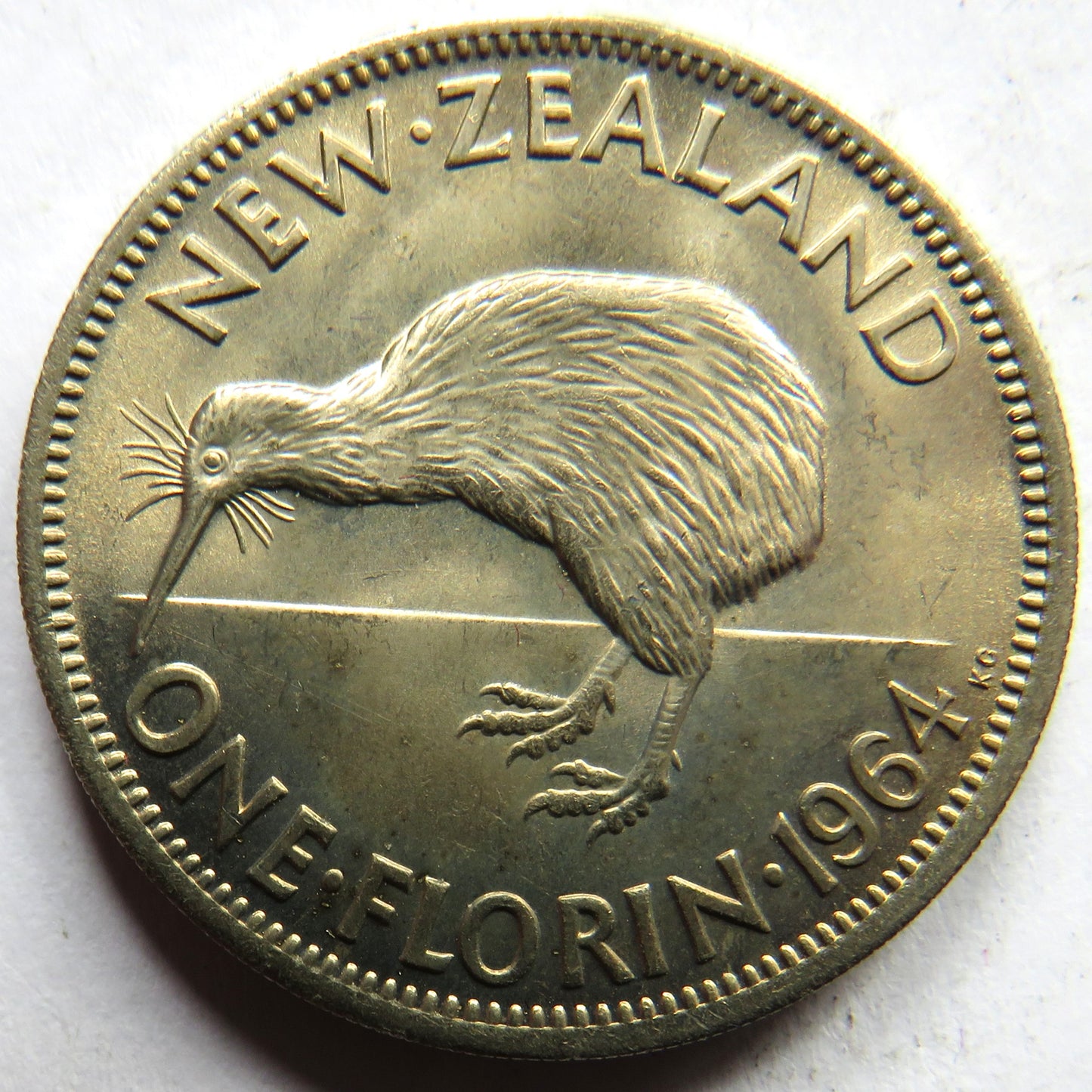 1964 New Zealand One Florin Coin Uncirculated
