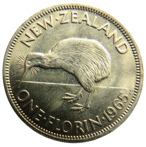 1965 New Zealand One Florin Coin Uncirculated