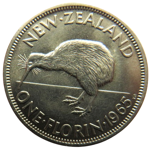 1965 New Zealand One Florin Coin Uncirculated