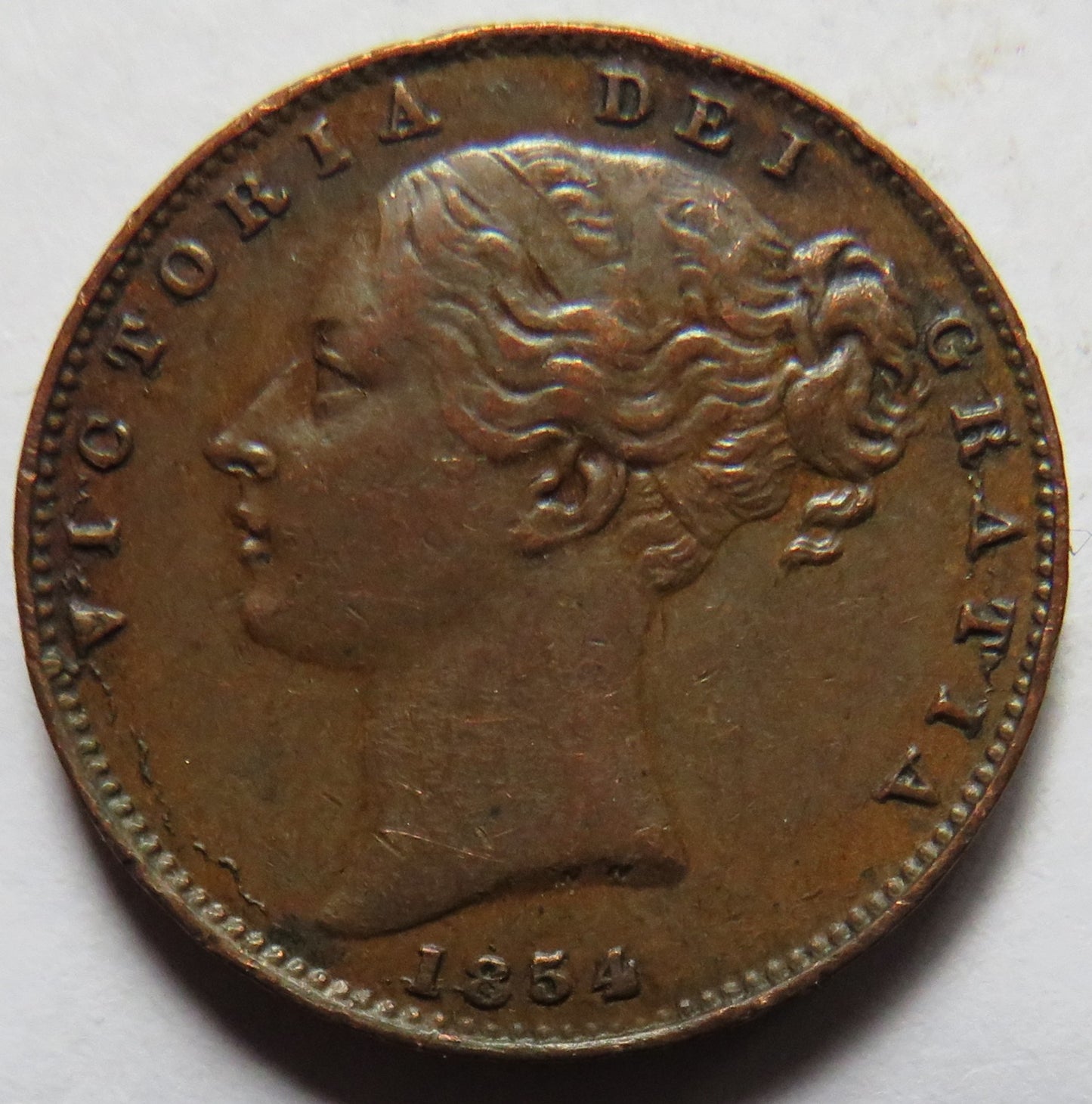 1854 Queen Victoria Young Head Farthing Coin - Great Britain