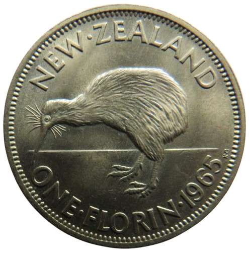1965 New Zealand One Florin Coin Uncirculated