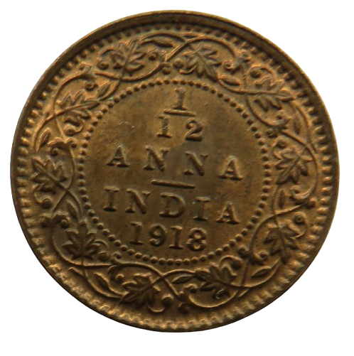 1918 King George V India 1/12th Anna Coin In Higher Grade