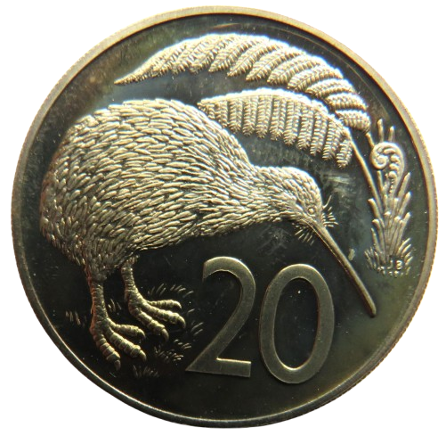 1968 New Zealand Prooflike 20 Cents Coin