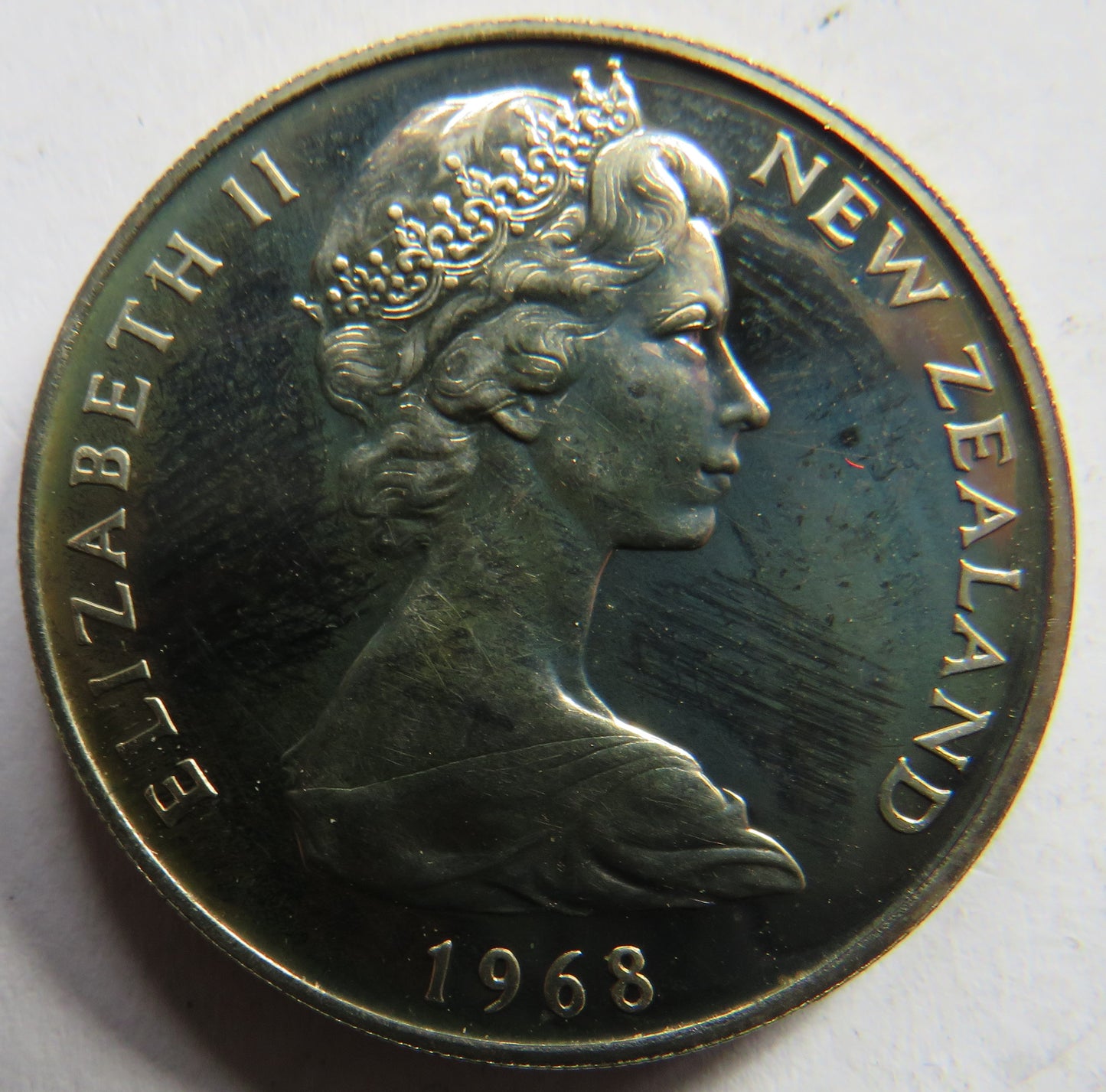 1968 New Zealand Prooflike 20 Cents Coin