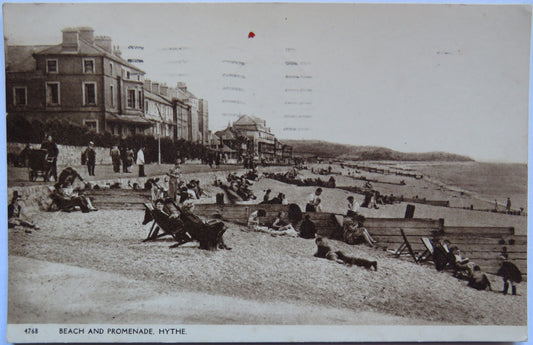 Vintage Postcard of the Beach and Promenade, Hythe, 1959