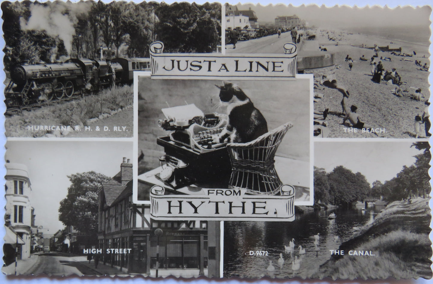 Vintage Multiview Postcard of Just A Line from Hythe