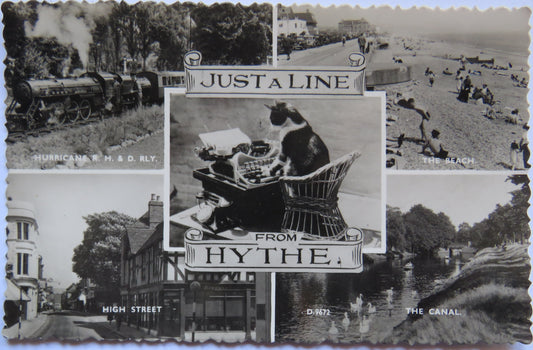 Vintage Multiview Postcard of Just A Line from Hythe