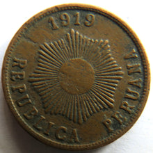 Load image into Gallery viewer, 1919 Peru One Centavo Coin
