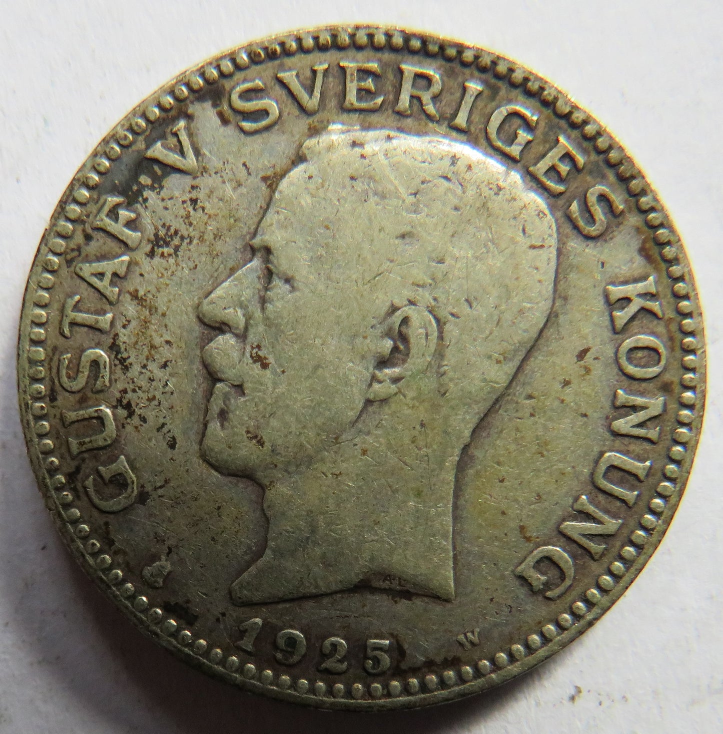 1925 Sweden Silver One Krona Coin