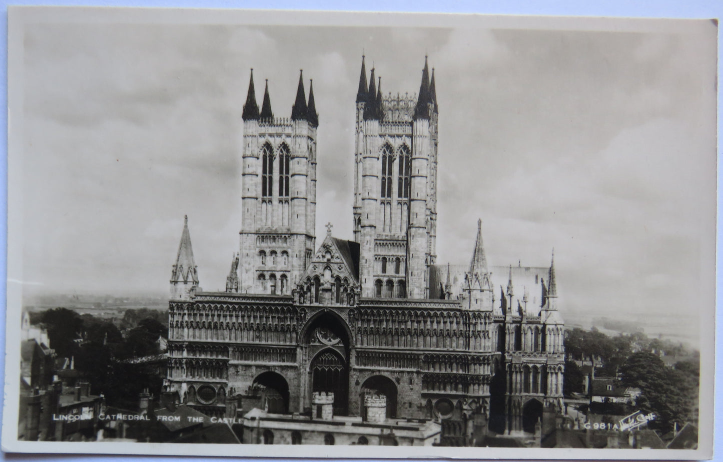 Vintage Postcard of Lincoln Cathedral From The Castle, 1950