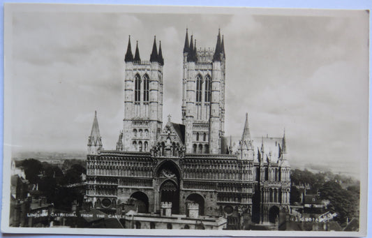 Vintage Postcard of Lincoln Cathedral From The Castle, 1950