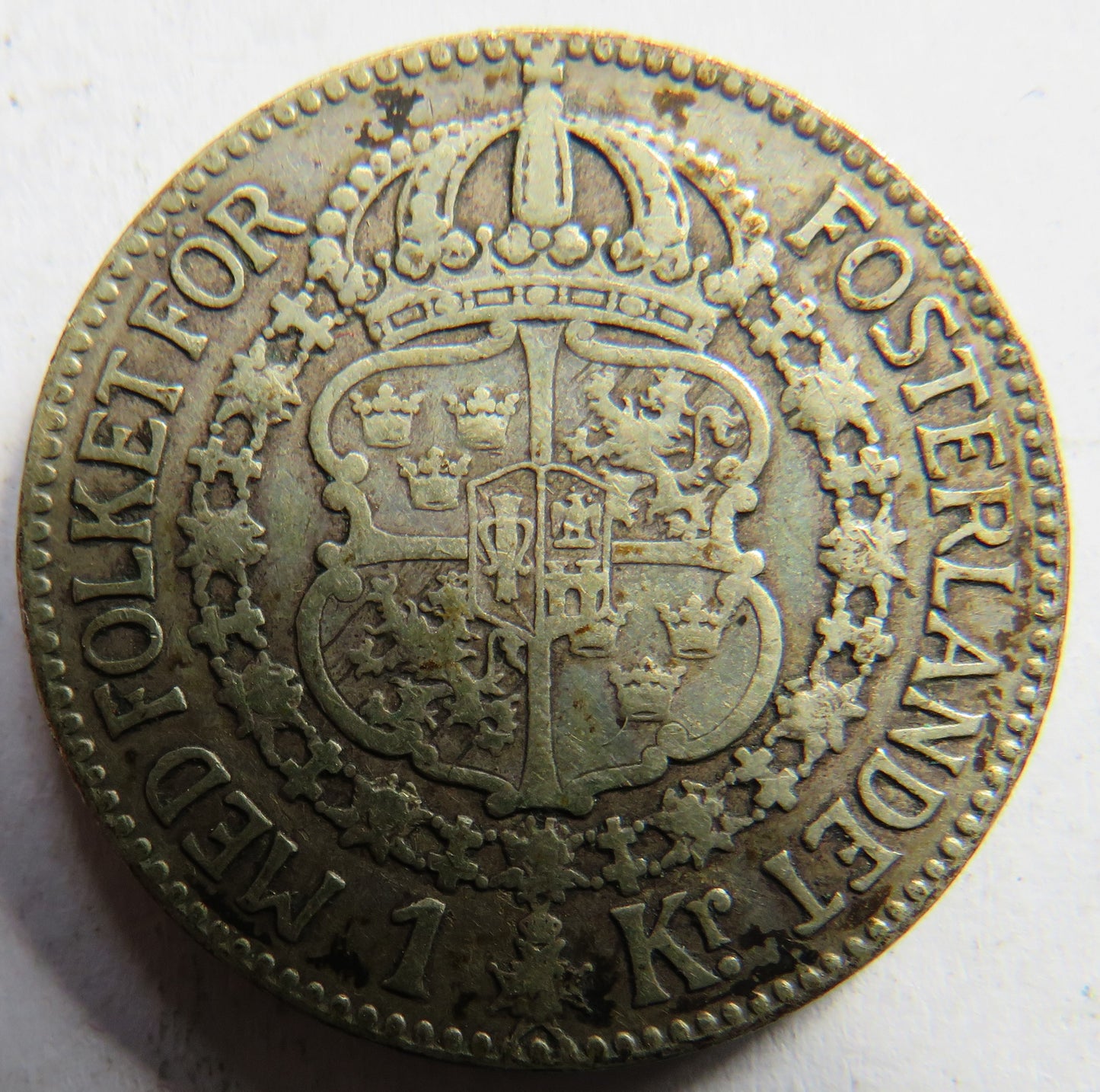 1925 Sweden Silver One Krona Coin