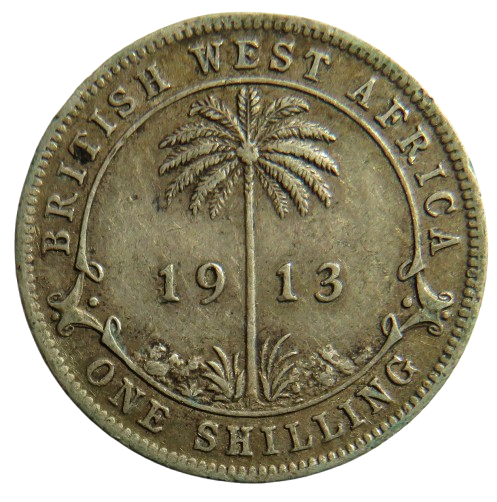1913 King George V British West Africa Silver Shilling Coin