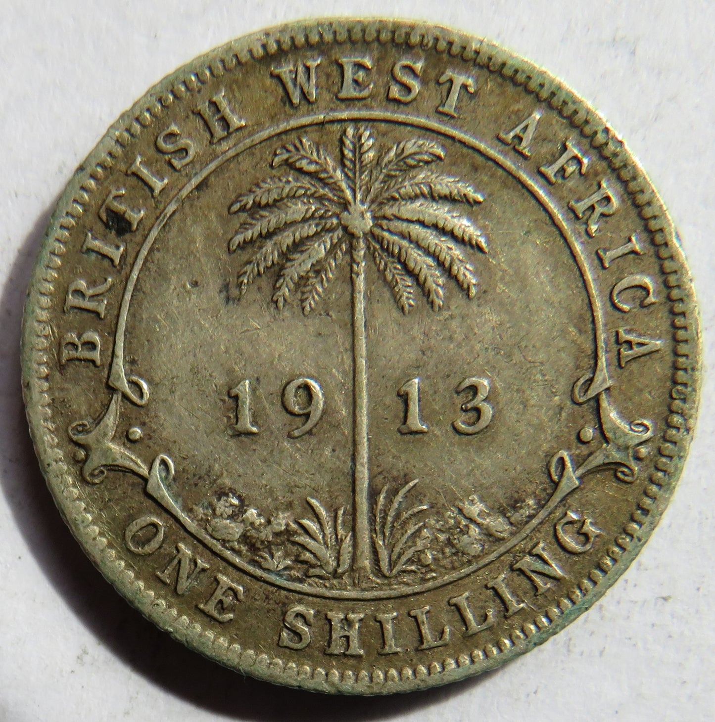 1913 King George V British West Africa Silver Shilling Coin
