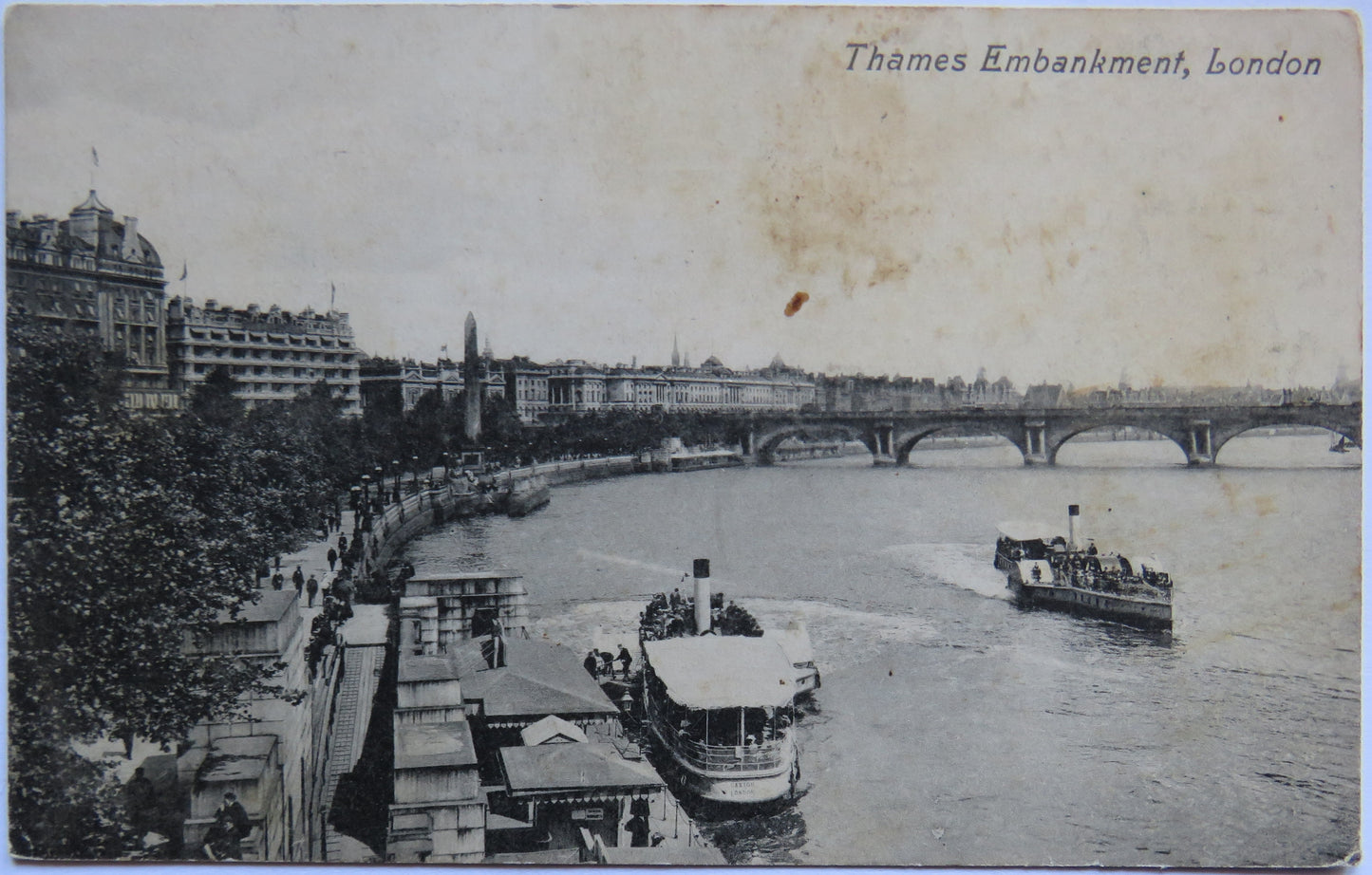 Vintage Postcard of Thames Embankment, London