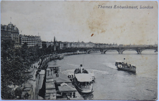 Vintage Postcard of Thames Embankment, London