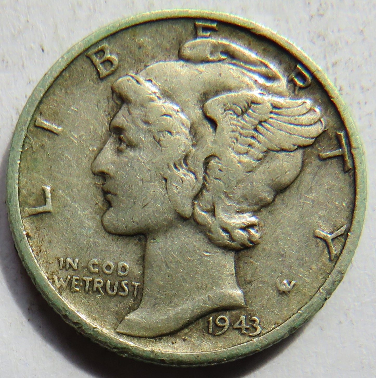 1943 USA Silver Mercury One Dime Coin