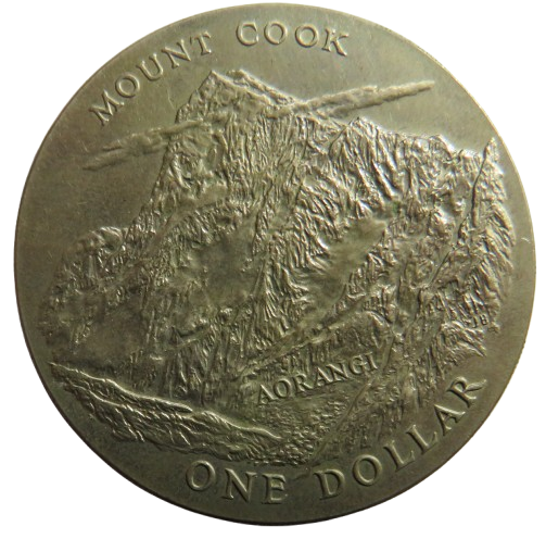 1970 New Zealand $1 One Dollar Coin Mount Cook