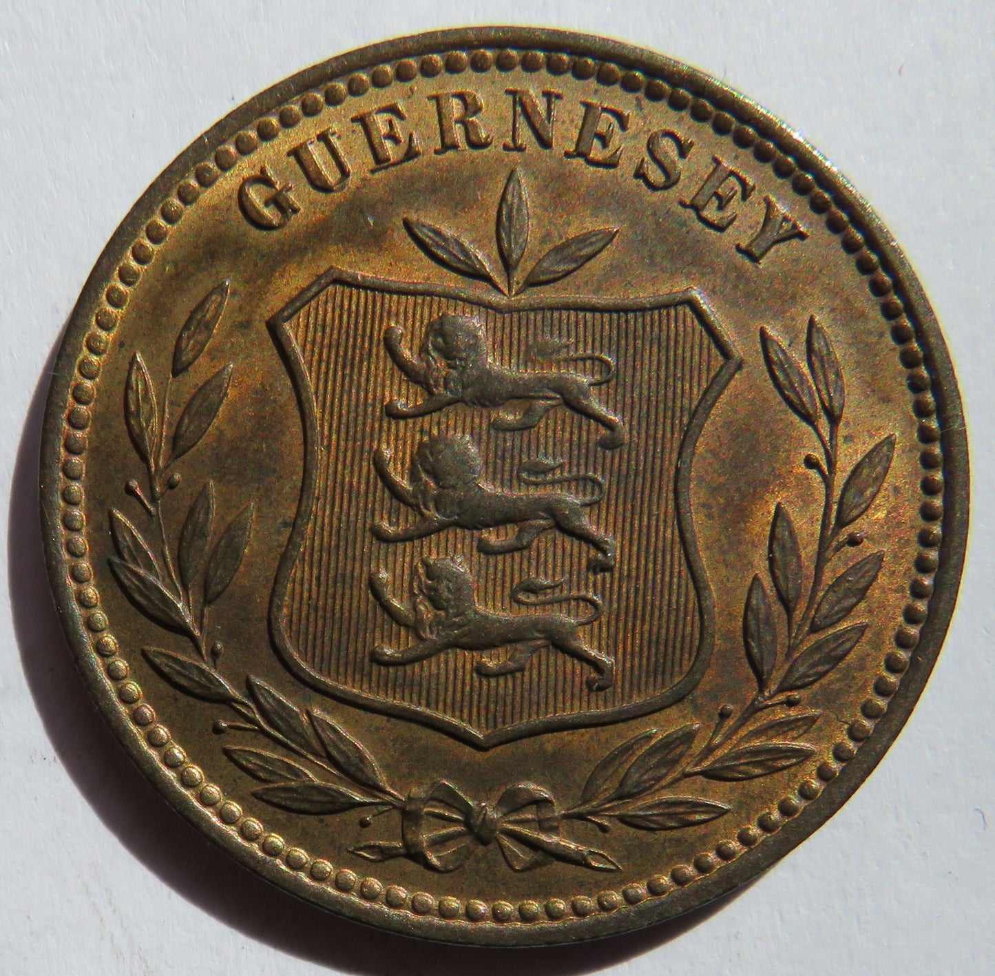 1902-H Guernsey 8 Doubles Coin In High Grade