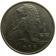 Load image into Gallery viewer, 1939 Belgium One Franc Coin
