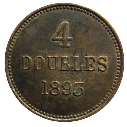 1893-H Guernsey 4 Doubles Coin In Higher Grade