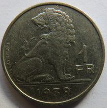 Load image into Gallery viewer, 1939 Belgium One Franc Coin
