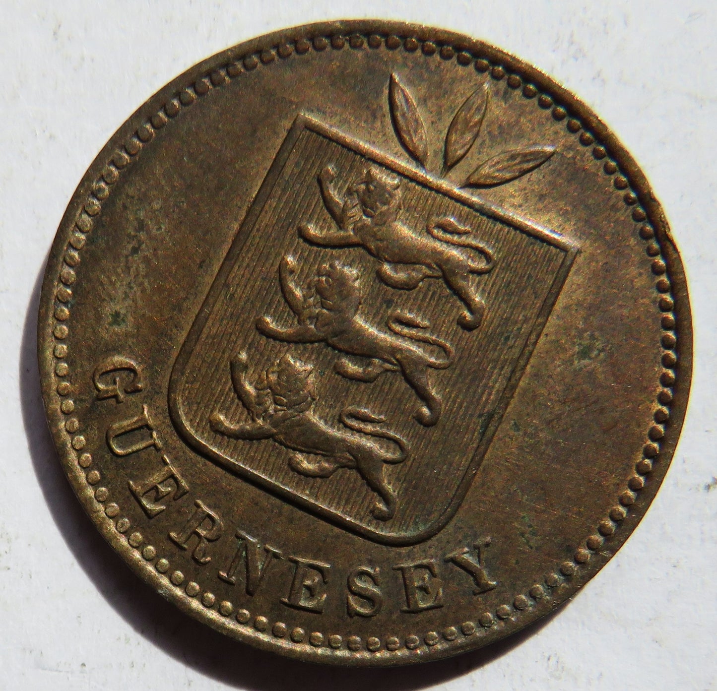 1893-H Guernsey 4 Doubles Coin In Higher Grade