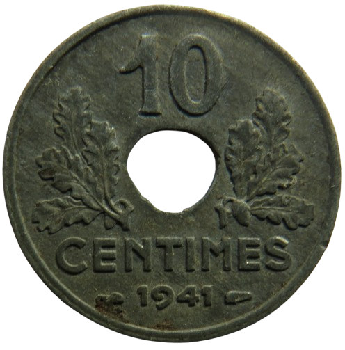 1941 France 10 Centimes Coin